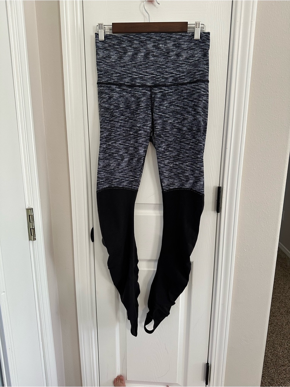 lululemon athletica Marled Gray and Black High-Waist Stirrup Leggings
